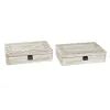 Decorative box DKD Home Decor Natural MDF Wood 28 x 18 x 6,5 cm (2 Units)