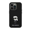 Karl Lagerfeld Silicone Ikonik Metal Pin - iPhone 15 Pro Case (Black)