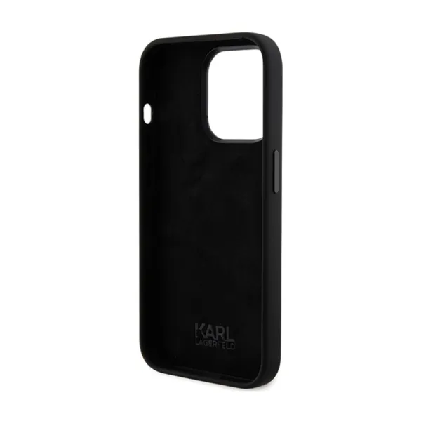 Karl Lagerfeld Silicone Ikonik Metal Pin - iPhone 15 Pro Case (Black)