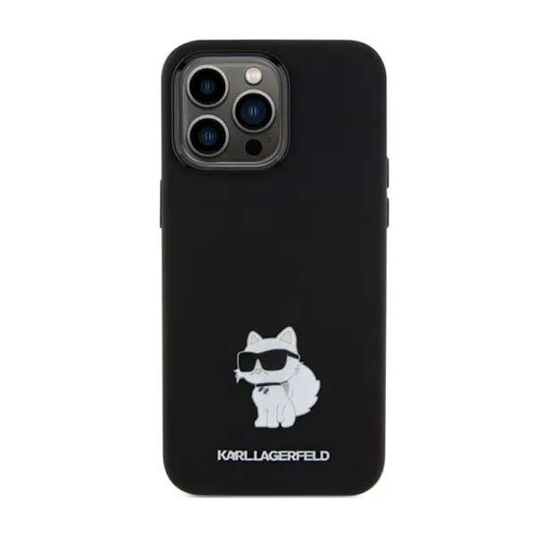 Karl Lagerfeld Silicone Choupette Metal Pin - iPhone 15 Pro Case (Black)