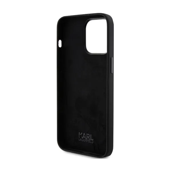 Karl Lagerfeld Silicone Choupette Metal Pin - iPhone 15 Pro Case (Black)