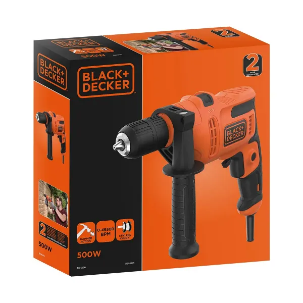 Drill and accessories set Black & Decker BEH200-QS 500 W 230 V 230-240 V