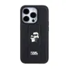 Karl Lagerfeld Gripstand Saffiano Karl & Choupette Pins - iPhone 15 Pro Max Case (Black)