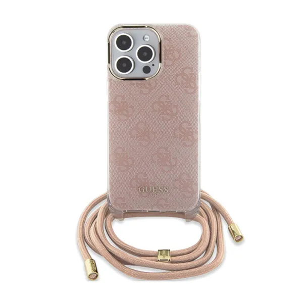Guess Crossbody Cord 4G Print - iPhone 15 Pro Case (pink)