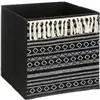 Decorative basket Five Etnic With tassles 31 x 31 x 31 cm Black Polyester Plastic