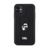 Karl Lagerfeld Gripstand Saffiano Karl & Choupette Pins - iPhone 11 Case (black)