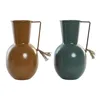 Vase DKD Home Decor 14.5 x 13 x 24 cm Metal Orange Green Mustard (2 Units)