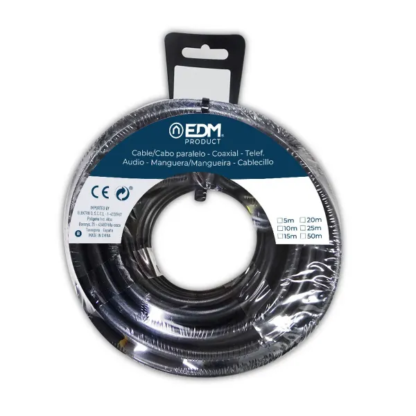 Cable EDM 2 x 1 mm Black 5 m