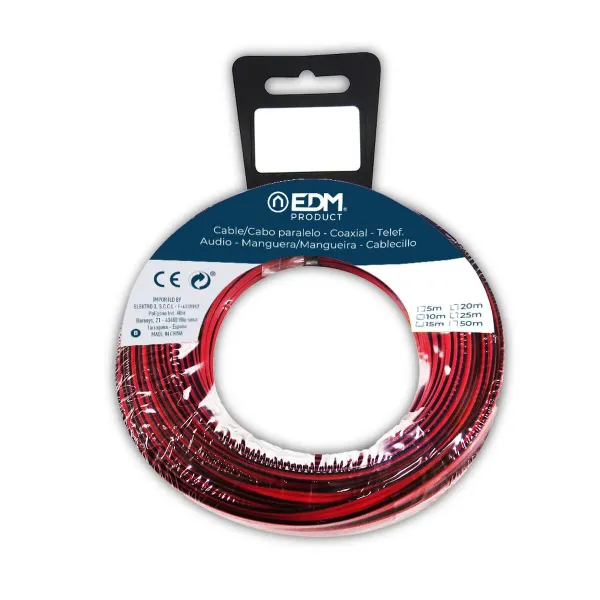 Audio cable EDM 2 x 0,75 mm Red/Black 25 m