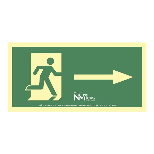 Sign Normaluz Evacuación flecha derecha PVC (32 x 16 cm)