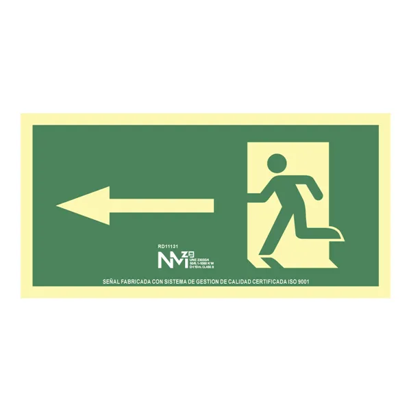 Sign Normaluz Evacuación flecha izquierda PVC (32 x 16 cm)