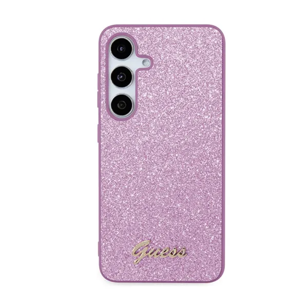 Guess Glitter Flakes Metal Logo Case - Case for Samsung Galaxy S24 (Purple)