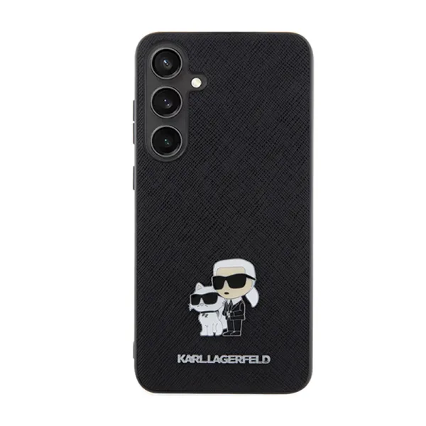 Karl Lagerfeld Saffiano Karl & Choupette Metal Pin - Samsung Galaxy S24 Case (black)
