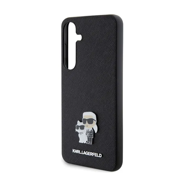Karl Lagerfeld Saffiano Karl & Choupette Metal Pin - Samsung Galaxy S24 Case (black)
