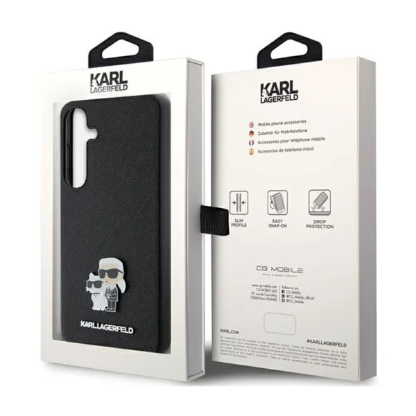 Karl Lagerfeld Saffiano Karl & Choupette Metal Pin - Samsung Galaxy S24 Case (black)
