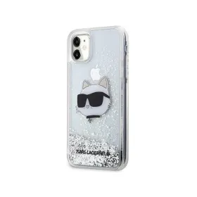 Karl Lagerfeld Liquid Glitter NFT Choupette Head - Case for iPhone 11 (silver)