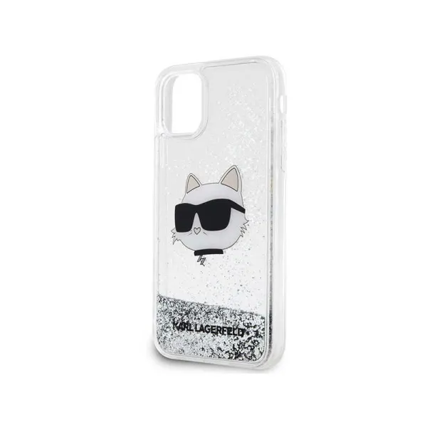 Karl Lagerfeld Liquid Glitter NFT Choupette Head - Case for iPhone 11 (silver)