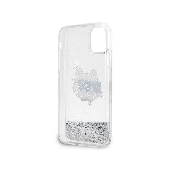 Karl Lagerfeld Liquid Glitter NFT Choupette Head - Case for iPhone 11 (silver)
