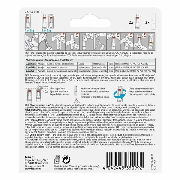 Wall Bracket TESA 77764 3 Kg Adhesive Nails