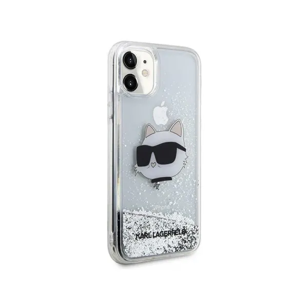 Karl Lagerfeld Liquid Glitter NFT Choupette Head - Case for iPhone 11 (silver)