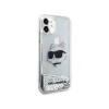 Karl Lagerfeld Liquid Glitter NFT Choupette Head - Case for iPhone 11 (silver)