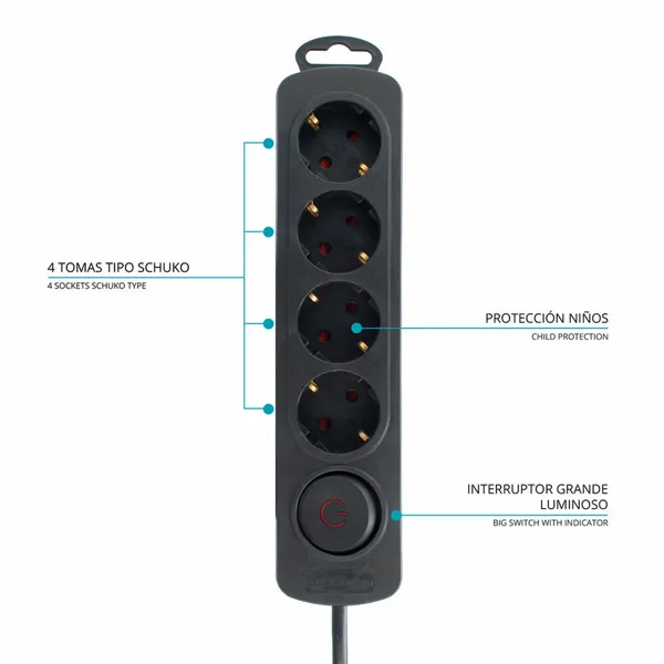 4-socket plugboard with power switch TM Electron 3680 W