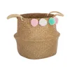 Multi-purpose basket Atmosphera Children's wicker Pompoms (34 x 28 x 34 cm)