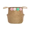 Multi-purpose basket Atmosphera Children's wicker Pompoms (34 x 28 x 34 cm)