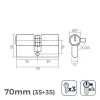 Cylinder EDM r13 European Short camlock Silver nickel (70 mm)