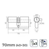 Cylinder EDM r15 European Long camlock Silver nickel (70 mm)