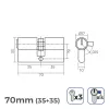 Cylinder EDM r15 European Long camlock Silver nickel (70 mm)