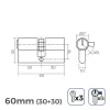 Cylinder EDM r13 European Short camlock Silver nickel (60 mm)