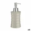 Soap Dispenser Waves Ceramic Grey Metal 12 Units (260 ml)