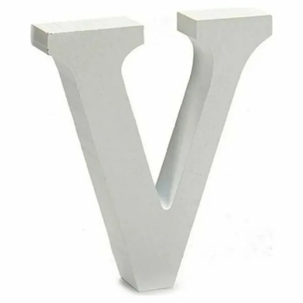 Letter V 2 x 11 cm Wood White (24 Units)