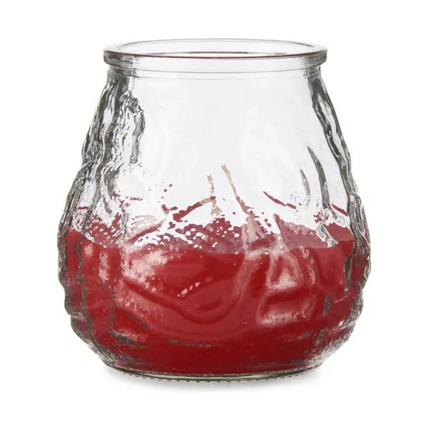 Candle Geranium Red Transparent Glass Paraffin 6 Units (9 x 9,5 x 9 cm)