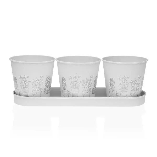 Plant pot Versa White Triple Metal (11 x 33 cm)