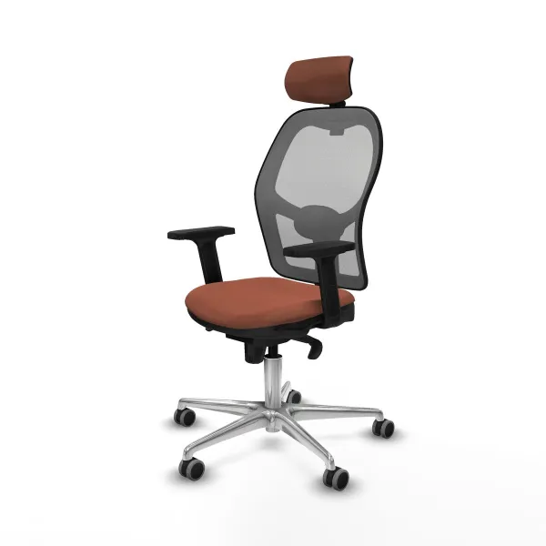 Office Chair with Headrest Jorquera Piqueras y Crespo 2D086G2 Brown Grey