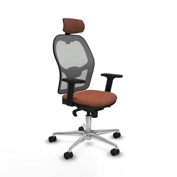 Office Chair with Headrest Jorquera Piqueras y Crespo 2D086N2 Brown Grey
