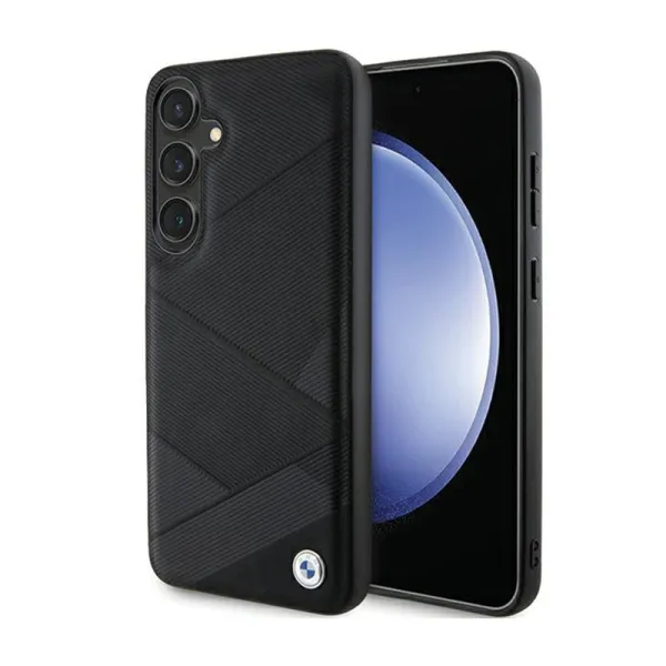 BMW Signature Leather Crossing Lines Pattern - Case for Samsung Galaxy S24+ (black)