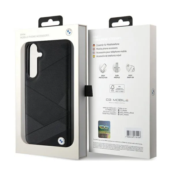 BMW Signature Leather Crossing Lines Pattern - Case for Samsung Galaxy S24+ (black)