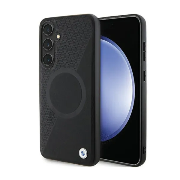 BMW Leather Half Textured & Circle MagSafe - Case for Samsung Galaxy S24+ (black)