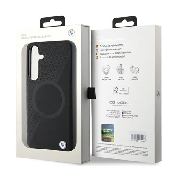 BMW Leather Half Textured & Circle MagSafe - Case for Samsung Galaxy S24+ (black)