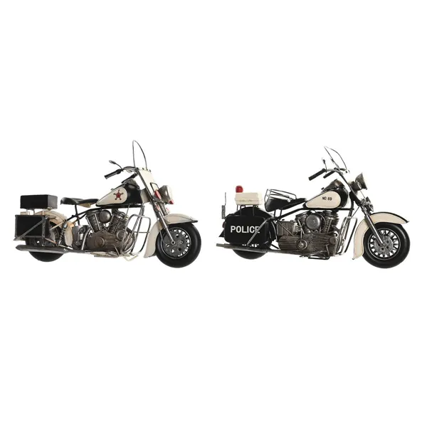 Decorative Figure DKD Home Decor 35 x 14 x 24 cm Black Motorbike White Vintage (2 Units)