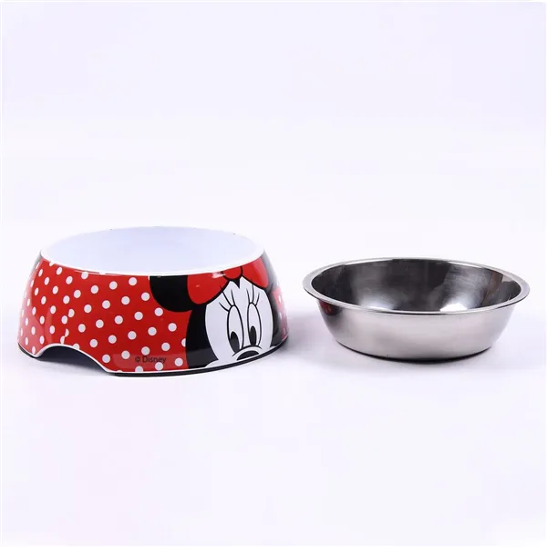 Dog Feeder Minnie Mouse Red Melamin 180 ml Black Metal