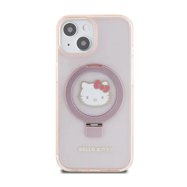 Hello Kitty Ring Stand Glitter Electrop Logo MagSafe - Case iPhone 15 / 14 / 13 (pink)