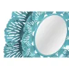 Wall mirror DKD Home Decor Blue Metal Coral White 60 x 7 x 60 cm Mediterranean (2 Units)