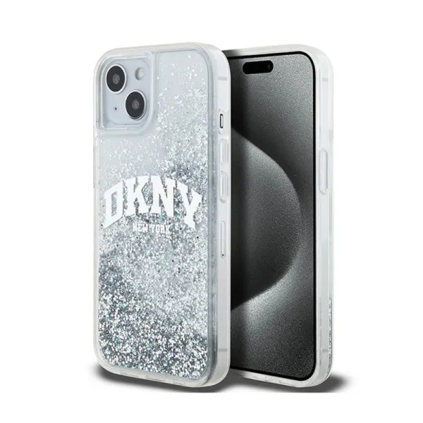 DKNY Liquid Glitter Big Logo - Case for iPhone 15 / 14 / 13 (white)