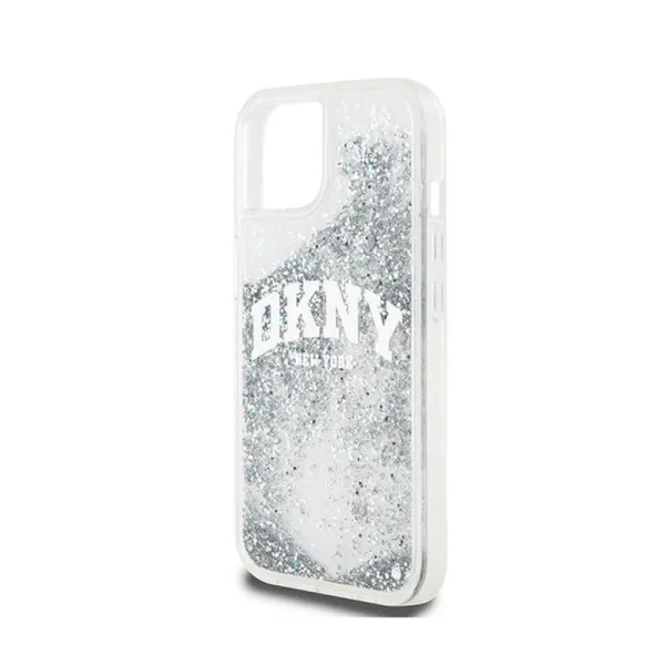 DKNY Liquid Glitter Big Logo - Case for iPhone 15 / 14 / 13 (white)