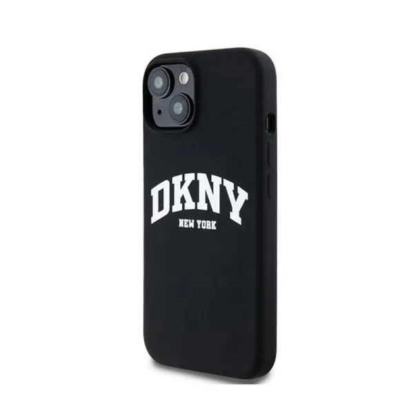 DKNY Liquid Silicone White Printed Logo MagSafe - Case for iPhone 15 Plus / 14 Plus (black)