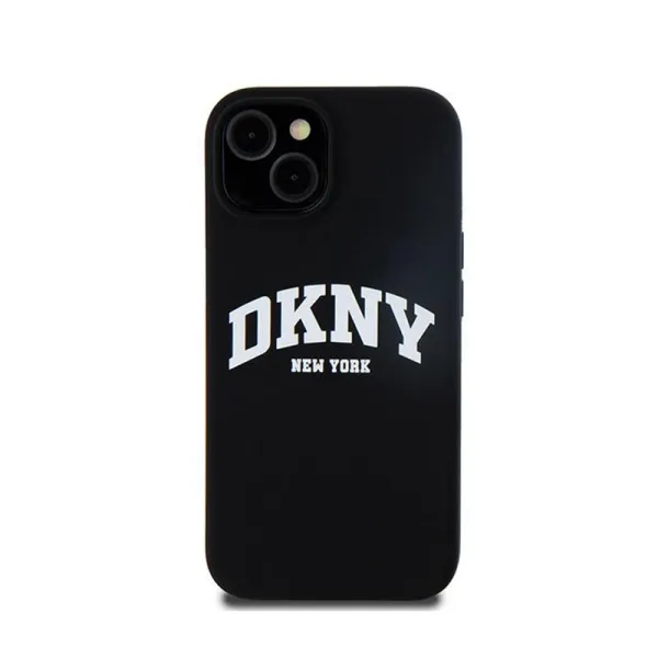 DKNY Liquid Silicone White Printed Logo MagSafe - Case for iPhone 15 Plus / 14 Plus (black)